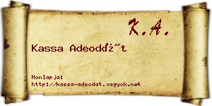 Kassa Adeodát névjegykártya